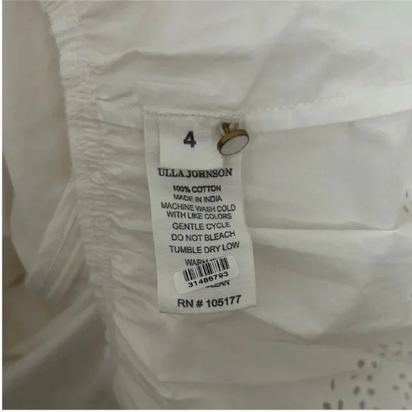 Ulla Johnson Aster Long Sleeve Tiered Ruffle Mini Dress White - Picture 11 of 12